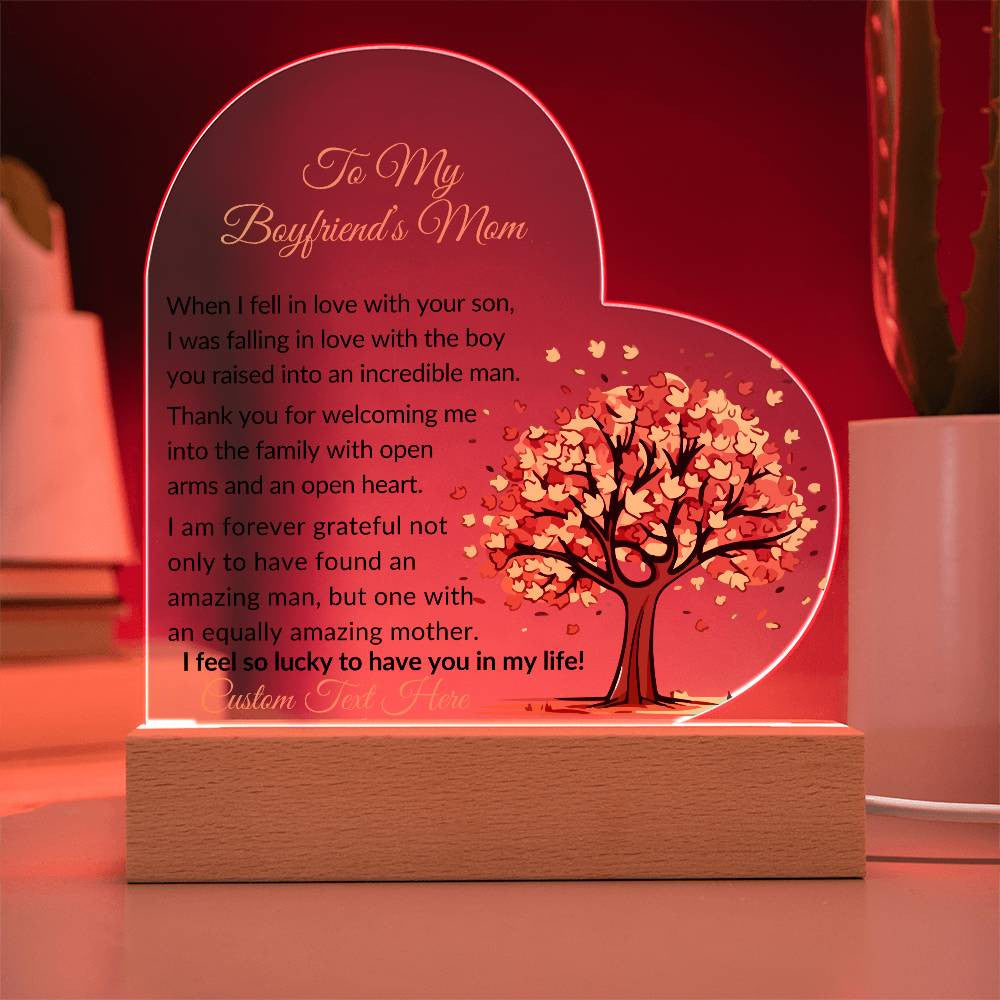 To My Boyfriends Mom Acrylic Heart Plaque-[product type]