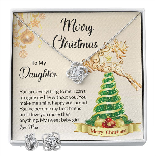 Daughter Christmas Tree Knot Necklace and Earring Set-FashionFinds4U