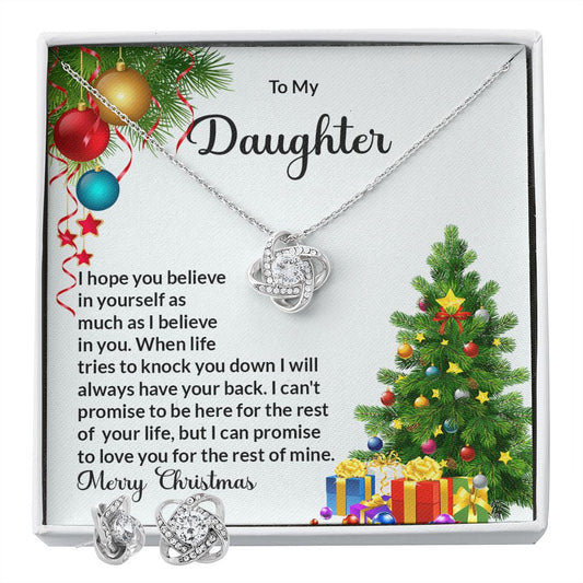 Daughter Christmas Trees Knot Necklace and Earring Set-FashionFinds4U