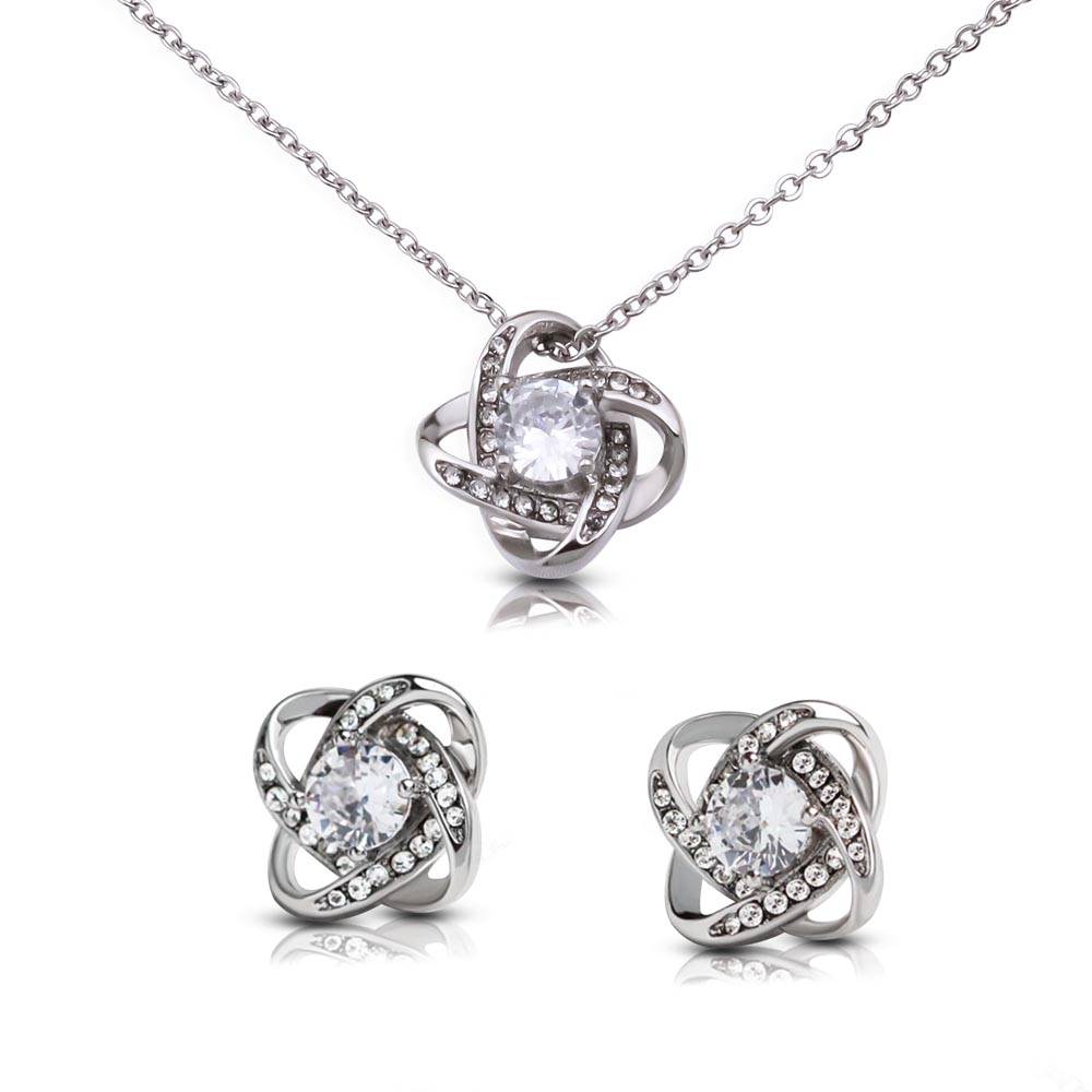 Daughter Enjoy The Ride Love Knot Necklace and Earring Gift Set-FashionFinds4U