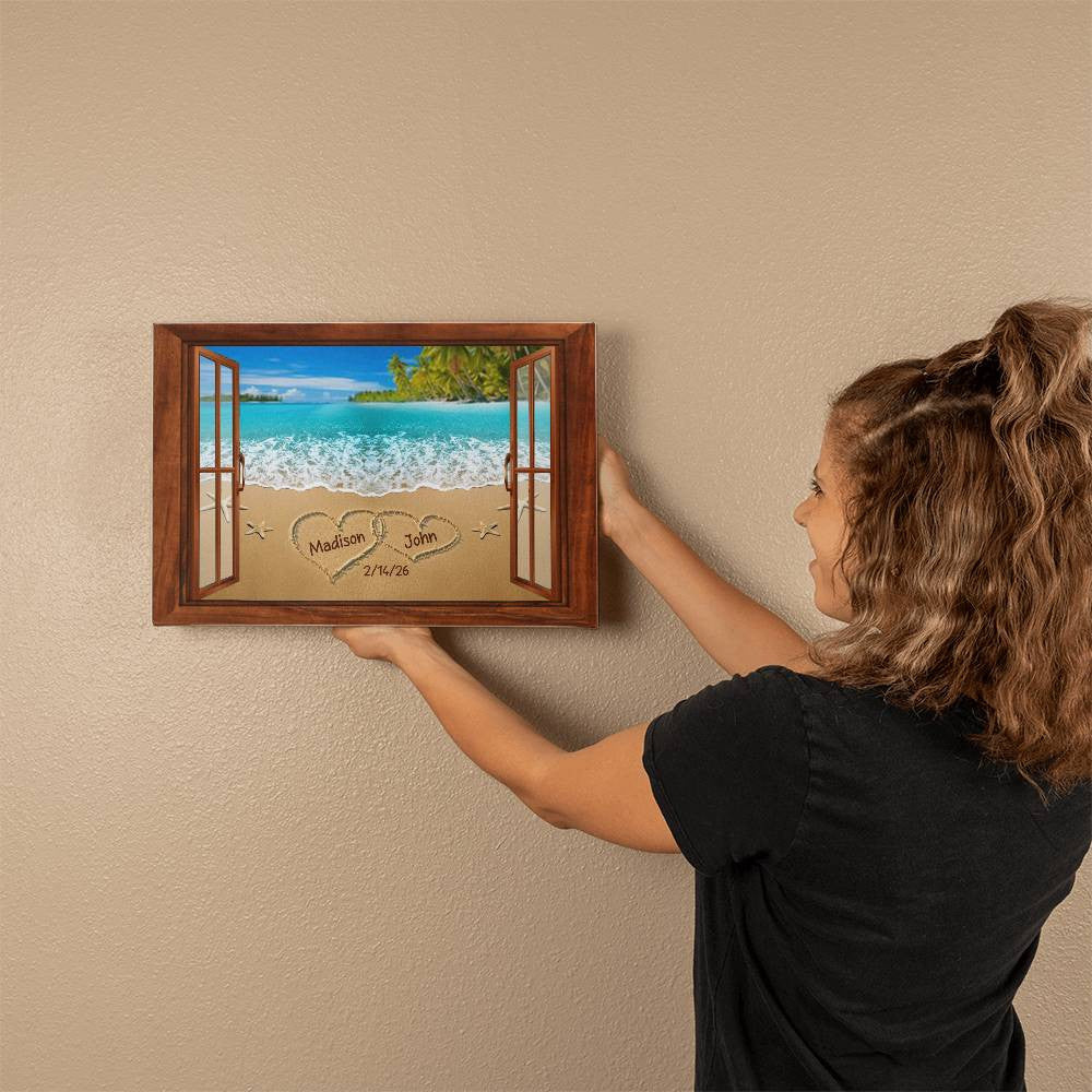 Personalized Couple Beach Coastal Canvas Wall Art-[Heartfelt Family Gift]