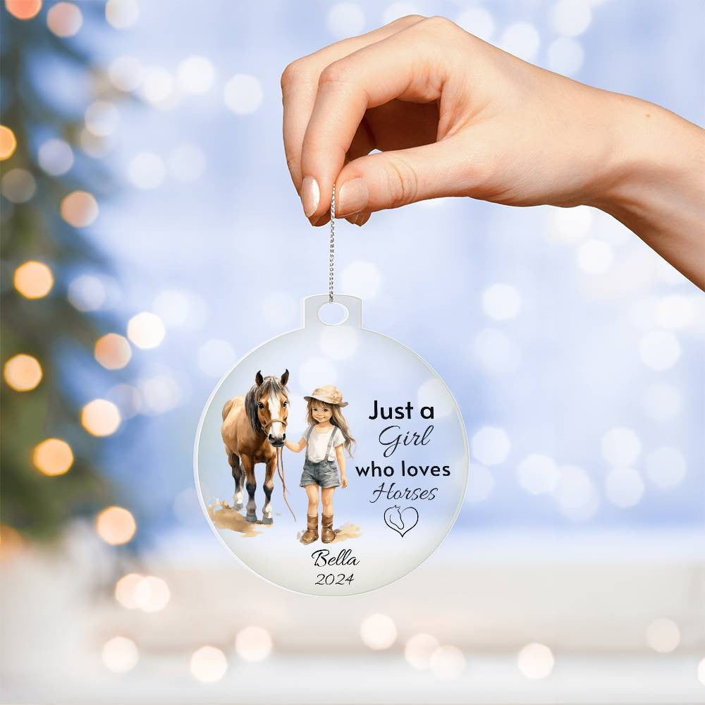 Horse Ornament Personalized, Girl Horse Christmas Ornament Gift, Riding a Horse Rider Christmas Ornament, Custom Names Horse Lover Gift-[Heartfelt Family Gift]