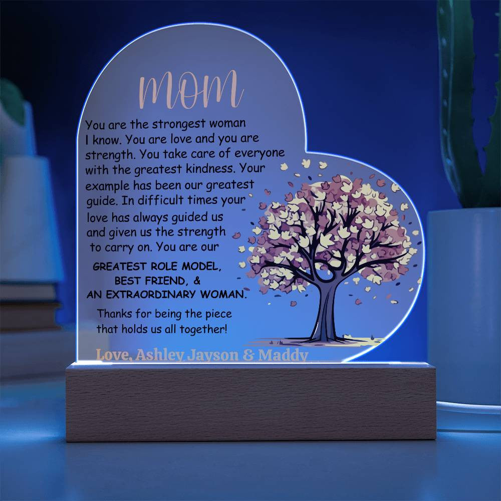 Mom Heart Acrylic Plaque Gift-[product type]