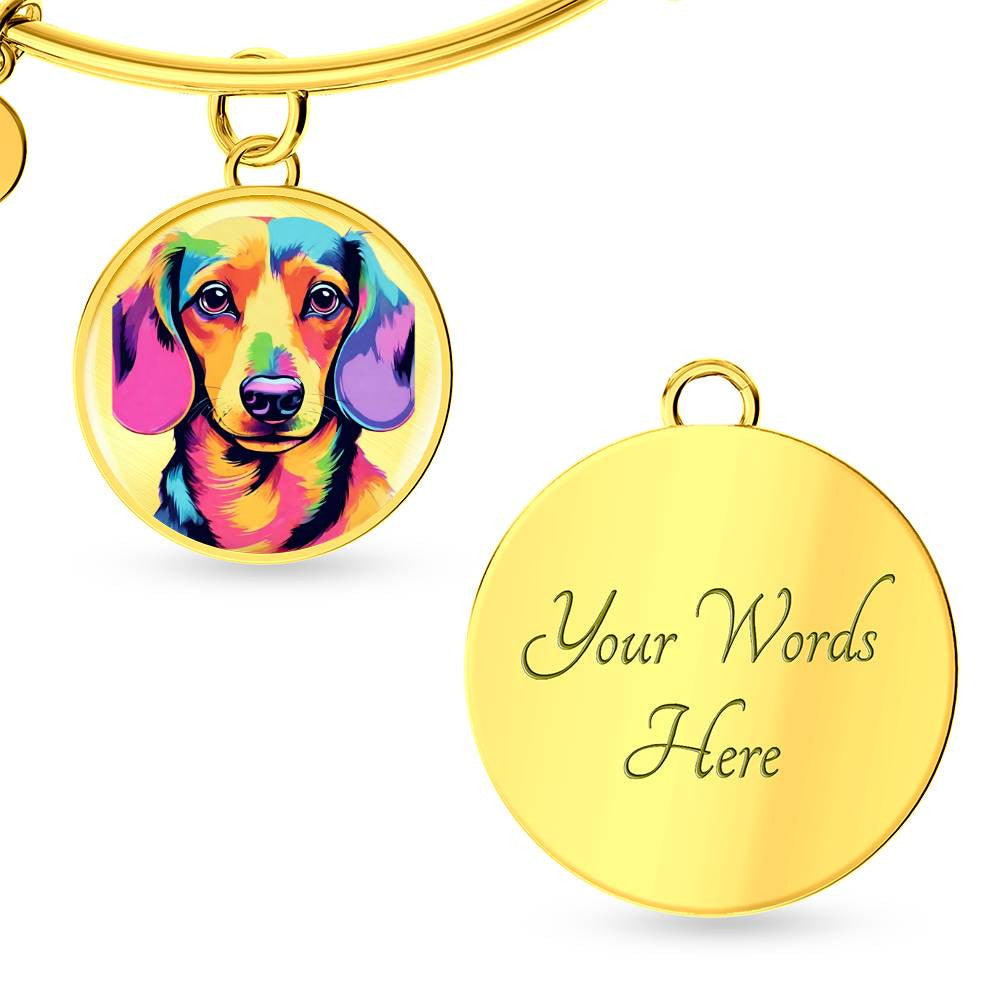 Watercolor Dachsund Weiner Dog Necklace or Bangle Charm Bracelet, Gift for Dog Lover, Dog Mom Gift, Dachsund Lover Birthday Christmas Gift-[product type]