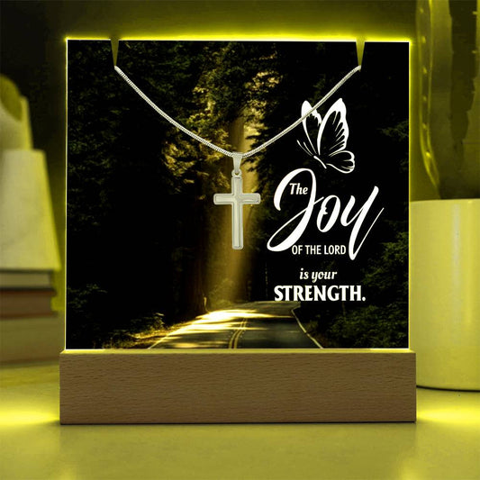 Joy of The Lord Religious Plaque & Cross Gift Set