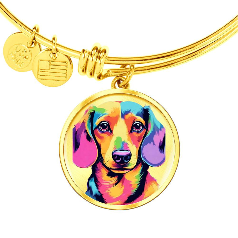 Watercolor Dachsund Weiner Dog Necklace or Bangle Charm Bracelet, Gift for Dog Lover, Dog Mom Gift, Dachsund Lover Birthday Christmas Gift-[product type]