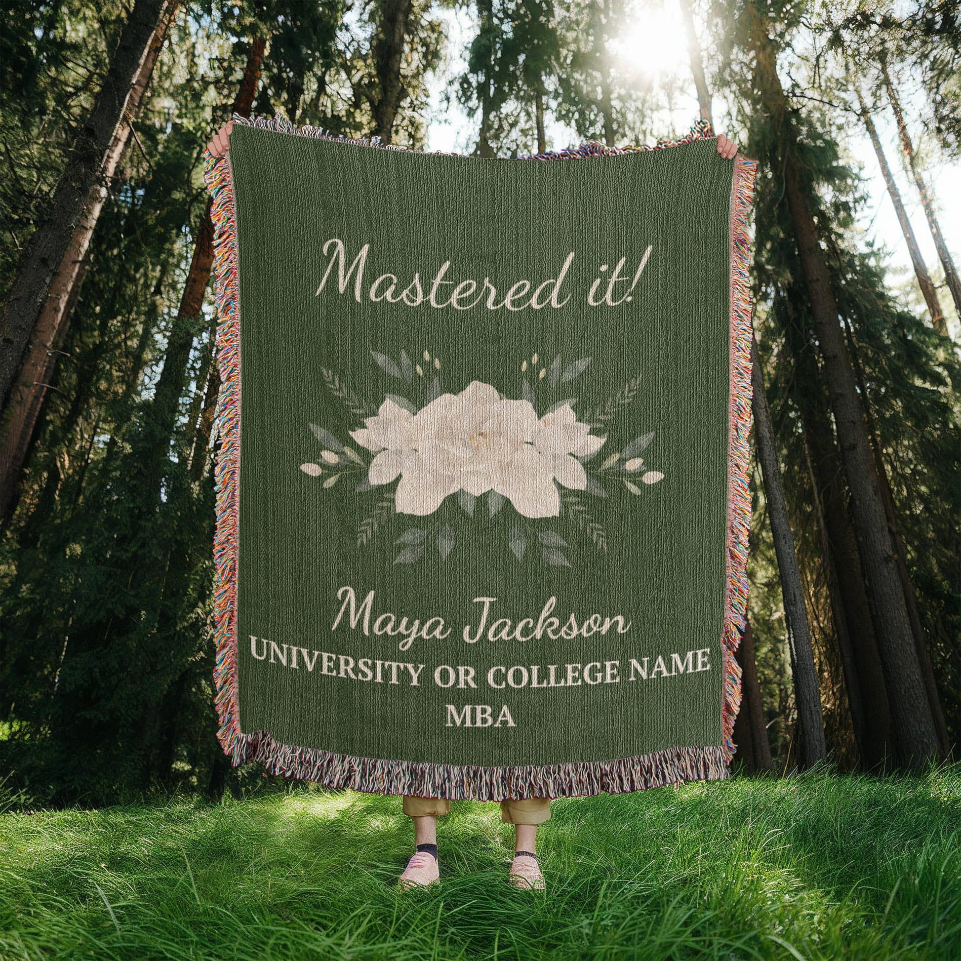 Personalized Masters Degree Woven Throw Blanket for MBA-[Heartfelt Family Gift]