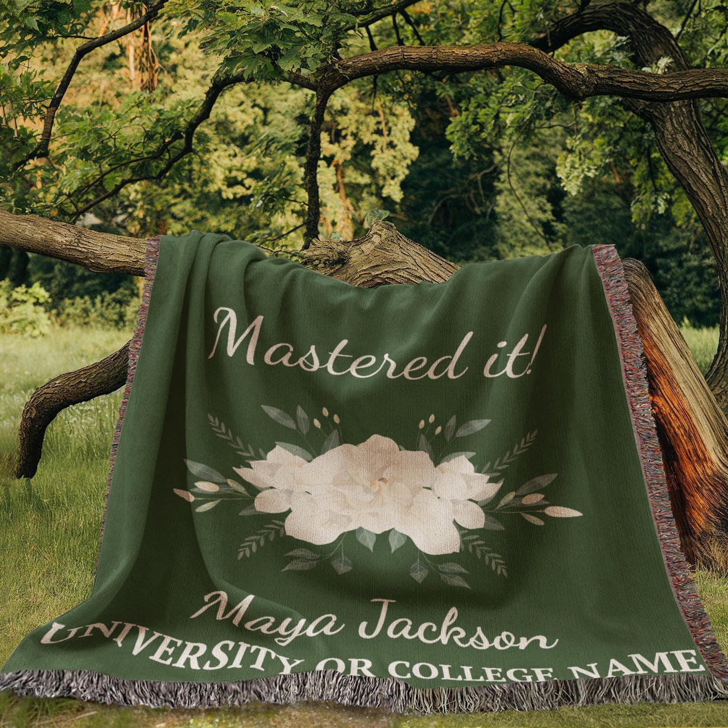 Personalized Masters Degree Woven Throw Blanket for MBA-[Heartfelt Family Gift]