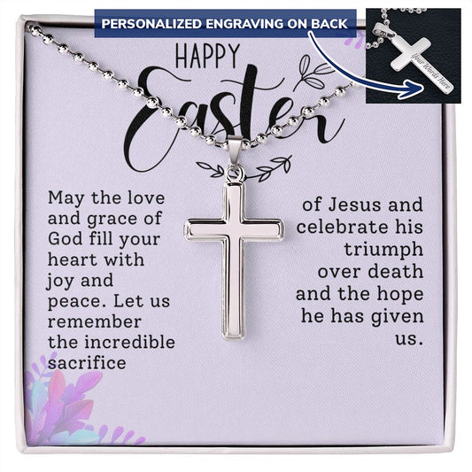 Easter Gift - Personalized Stainless Steel Cross Necklace - Engraved-FashionFinds4U