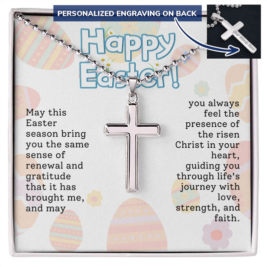 Easter Gift - Personalized Stainless Steel Cross Necklace - Engraved-FashionFinds4U