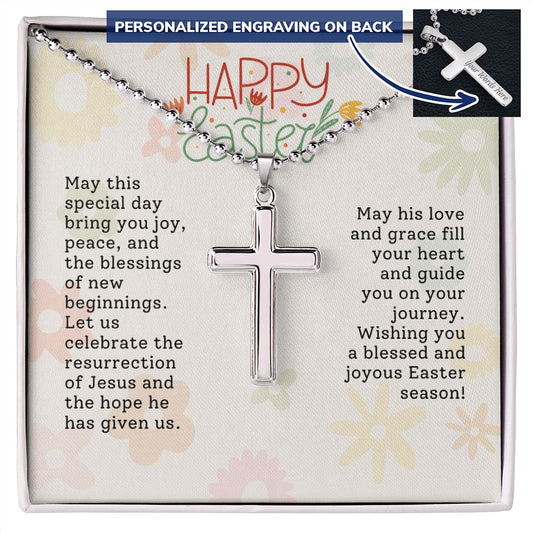 Easter Gift - Personalized Stainless Steel Cross Necklace - Engraved-FashionFinds4U