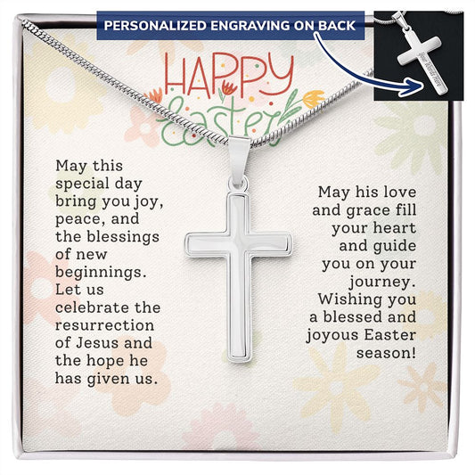 Easter Gift - Personalized Stainless Steel Cross Necklace - Engraved-FashionFinds4U