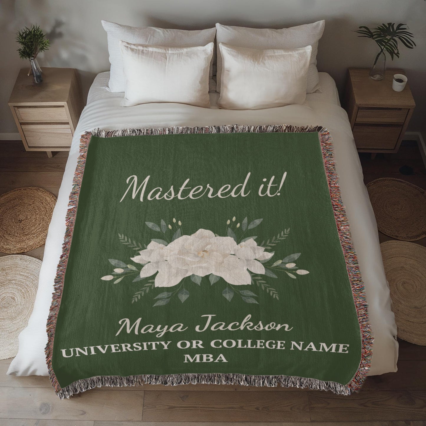 Personalized Masters Degree Woven Throw Blanket for MBA-[Heartfelt Family Gift]