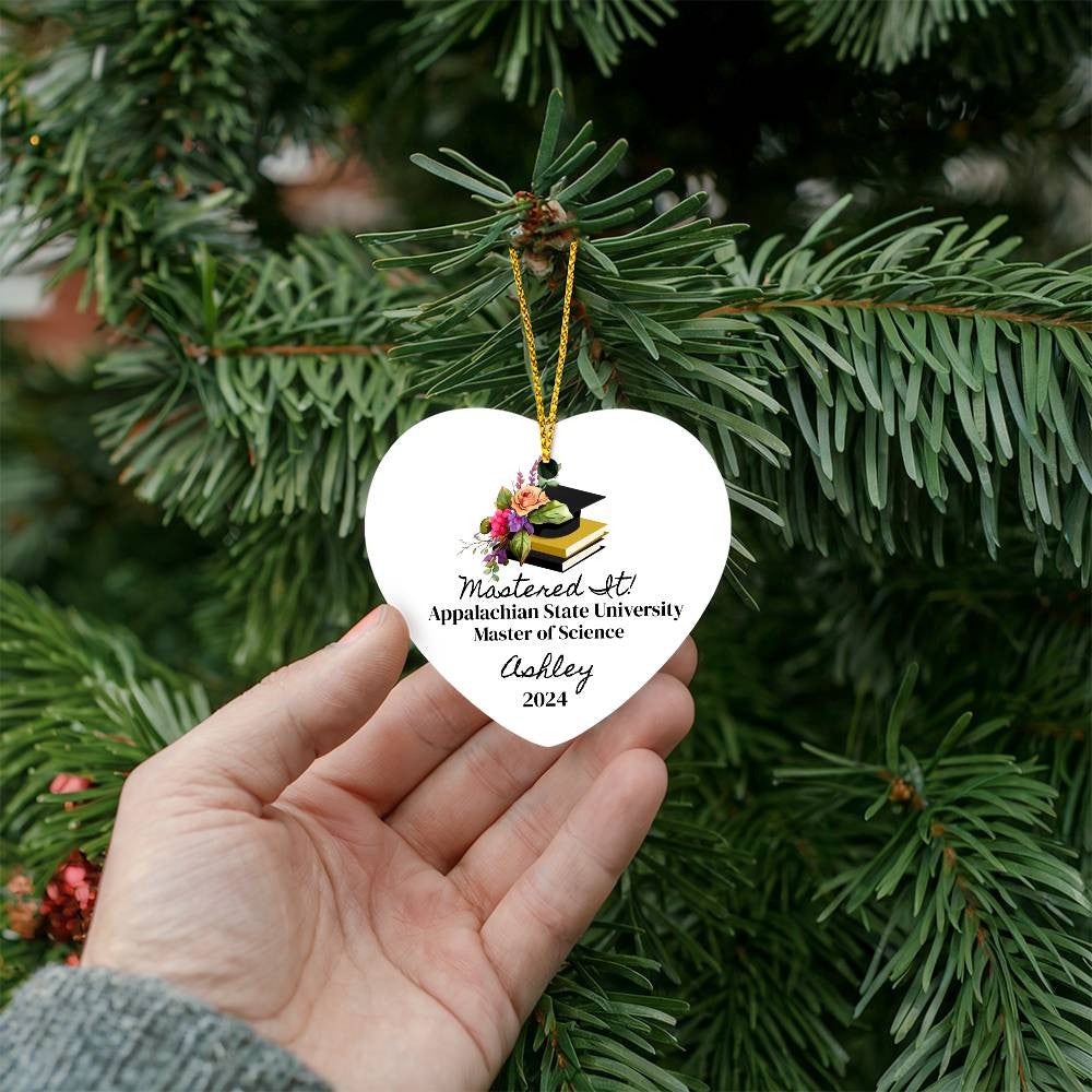 Masters Degree Graduation Gloss Heart Ornament-[Heartfelt Family Gift]