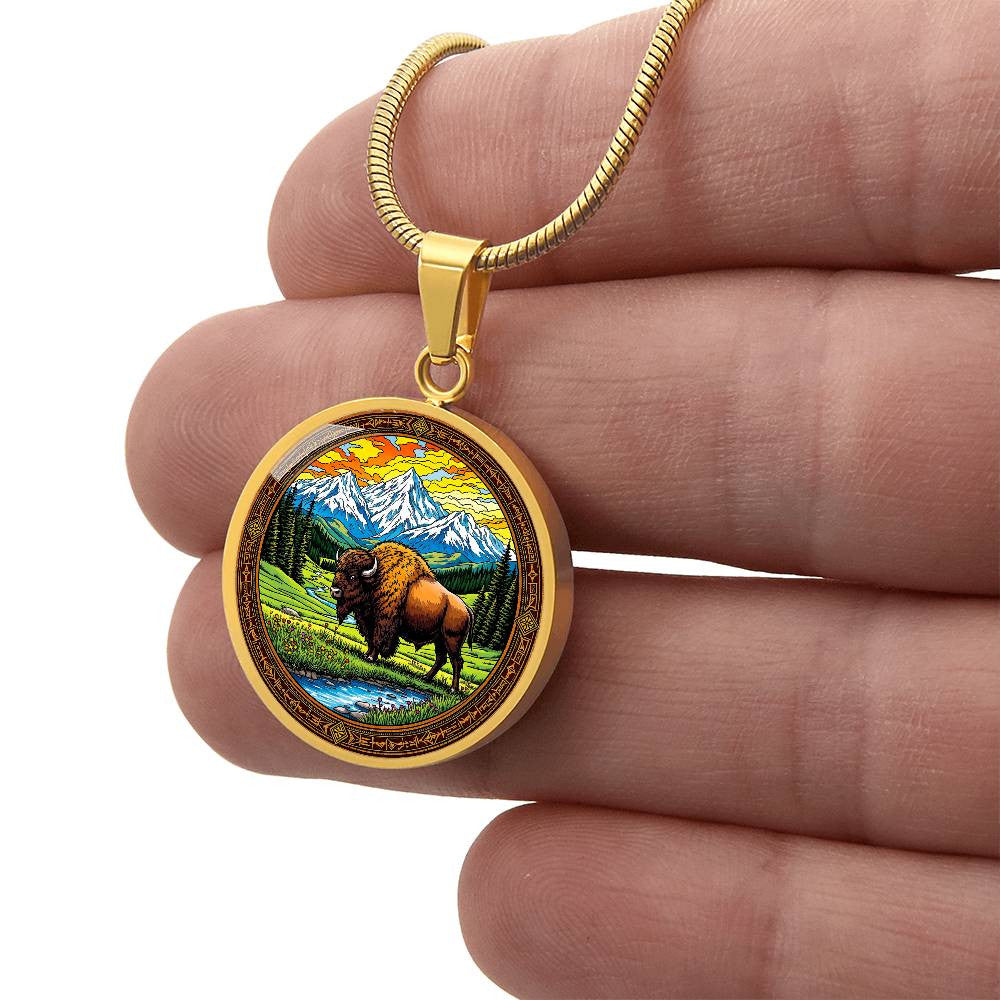 Buffalo Pendant Necklace with Engraving-[Heartfelt Family Gift]