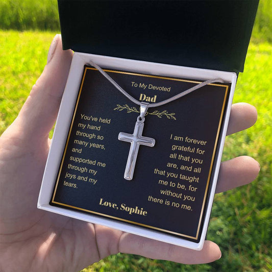 Dad Engraved Cross Necklace