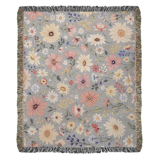 Floral Woven Cotton Blanket