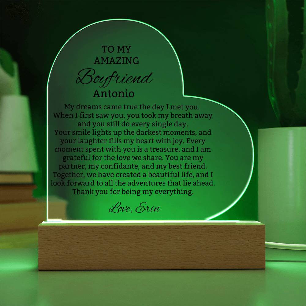 To My Boyfriend Lighted Heart Plaque Gift-[Heartfelt Family Gift]