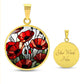 Red Poppy Flower Necklace or Bangle Bracelet with Optional Engraving-[product type]