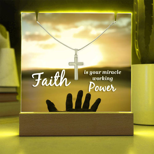 Faith Is Your Miracle Religious Plaque & Cross Gift Set