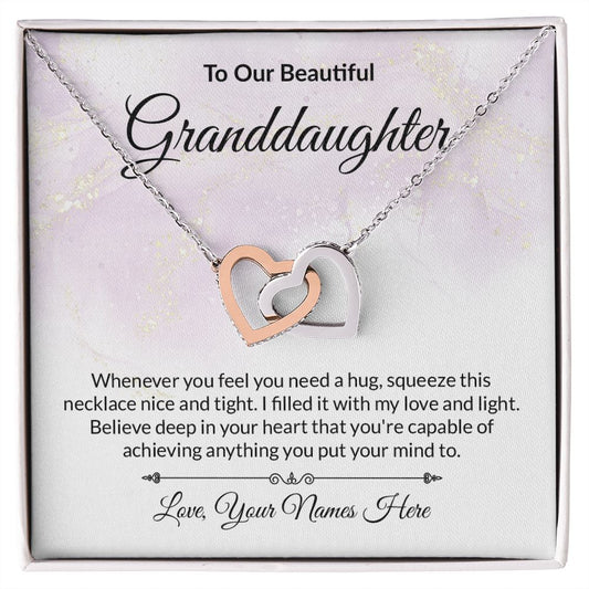 Granddaughter Personalized Card Interlocking Hearts Necklace-FashionFinds4U