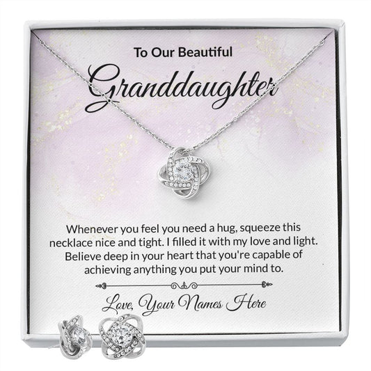 Granddaughter Personalized Knot Necklace and Earring Set-FashionFinds4U