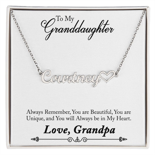 Granddaughter Personalized Name Necklace With Heart-FashionFinds4U