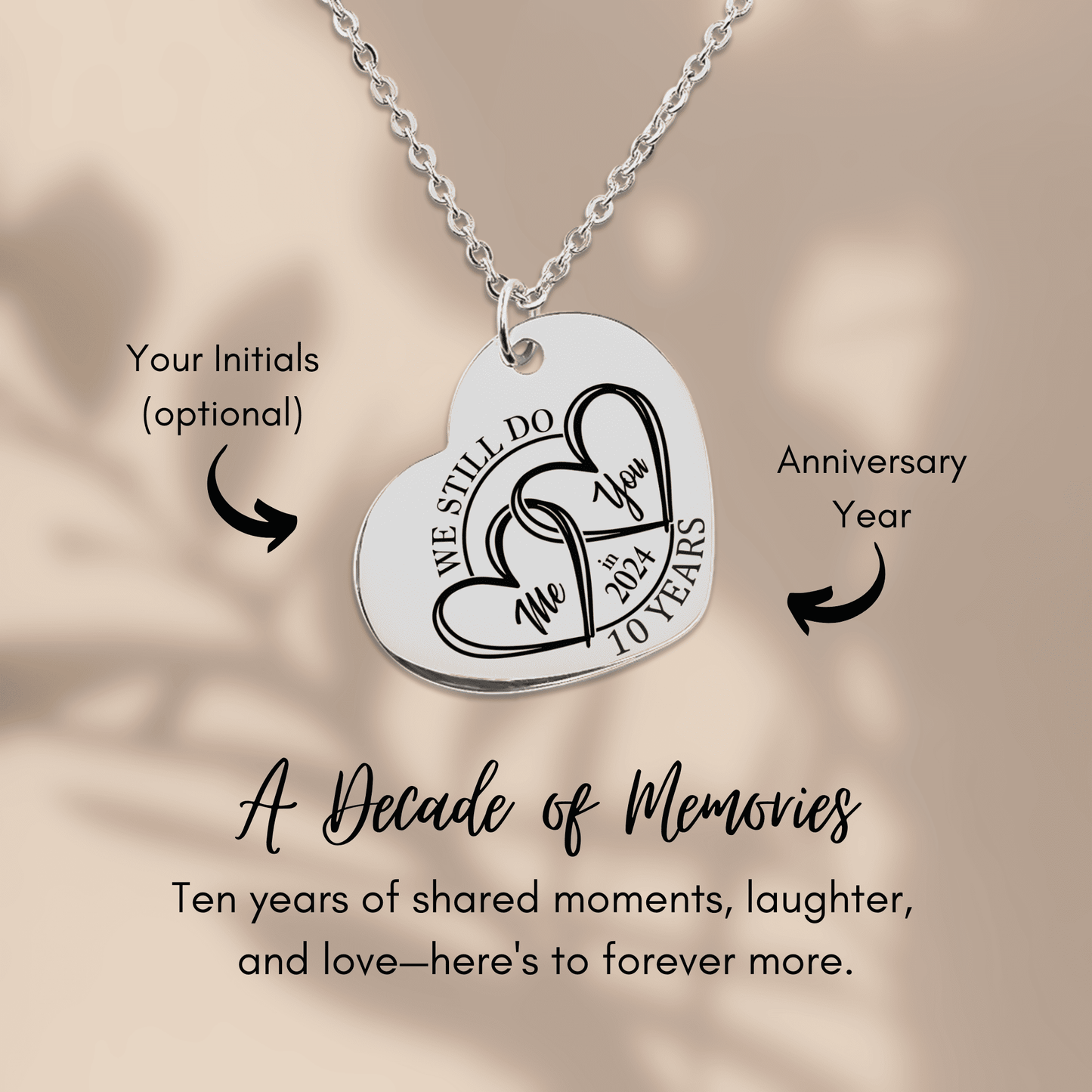 10th Year Anniversary Heart Necklace-[Heartfelt Family Gift]