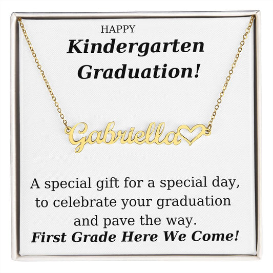 Kindergarten Graduation Personalized Name Necklace With Heart-FashionFinds4U