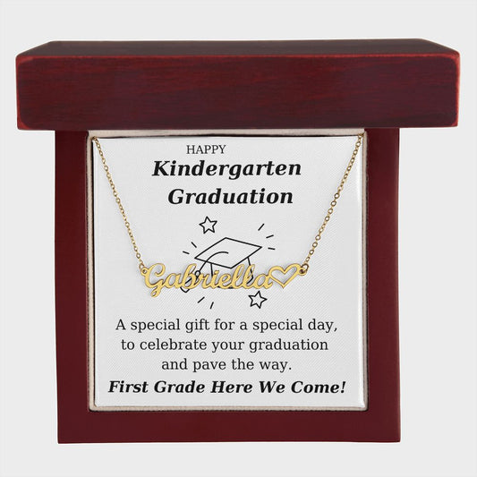 Kindergarten Graduation - Personalized Name Necklace With Heart-FashionFinds4U