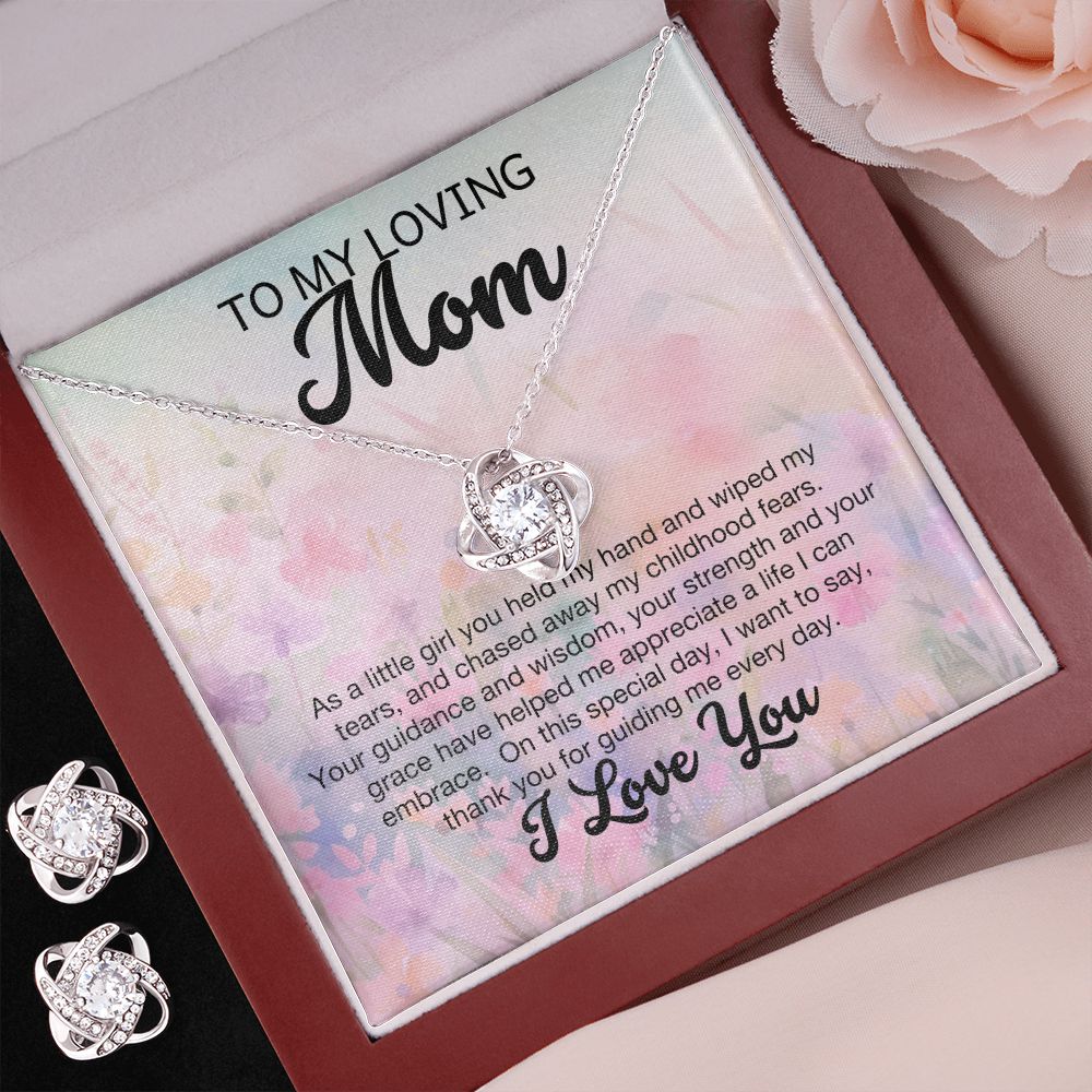 Loving Mom - Guidance and Wisdom - Love Knot Necklace Earring Set-FashionFinds4U