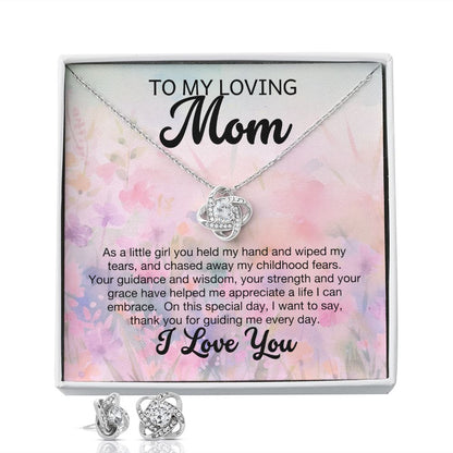 Loving Mom - Guidance and Wisdom - Love Knot Necklace Earring Set-FashionFinds4U