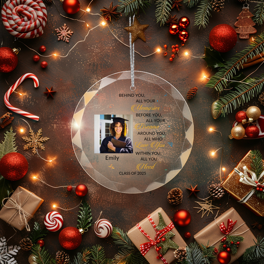 Graduation Glass Ornament With Gift Box