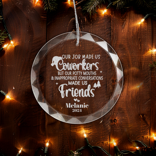 Coworker Engraved Glass Ornament With Gift Box-[Heartfelt Family Gift]