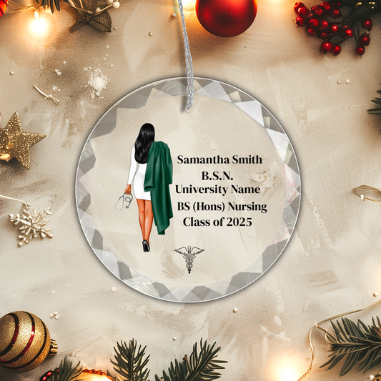 Nurse Graduation Glass Christmas Ornament With Gift Box-[Heartfelt Family Gift]