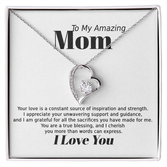 Mom Inspiration and Strength Forever Love Heart Necklace Gift In Gold or Silver-FashionFinds4U