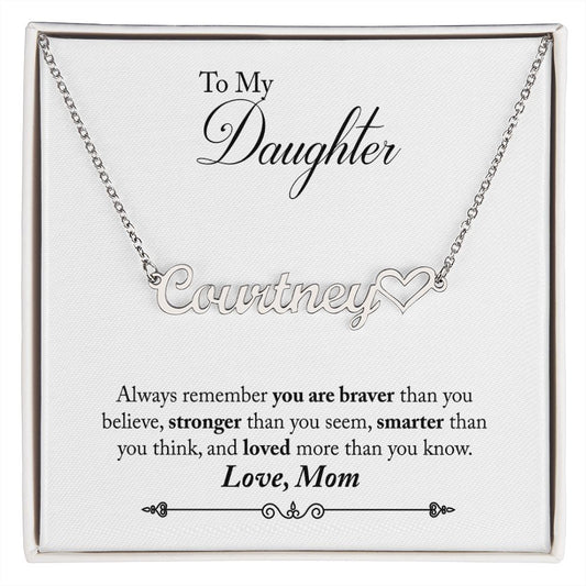 Mom to Daughter Personalized Name Necklace With Heart-FashionFinds4U