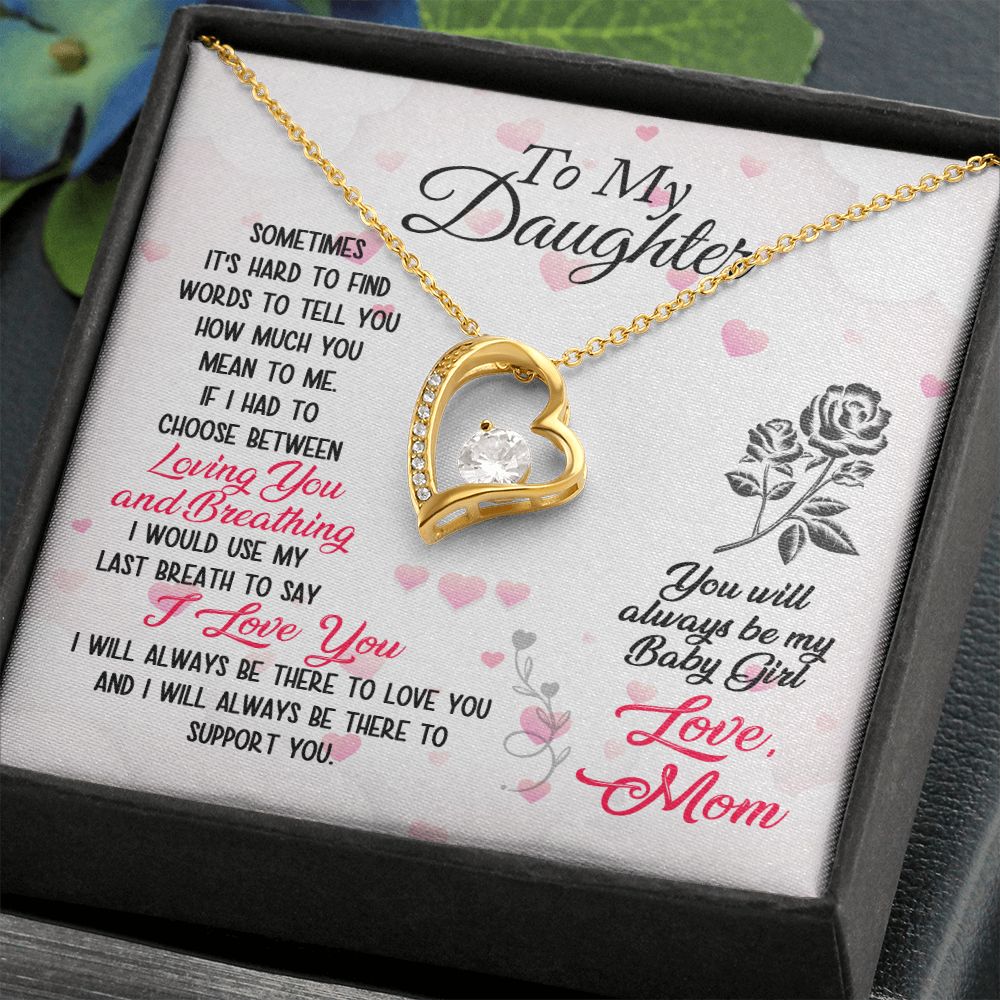 Daughter Always My Baby Girl Forever Love Heart Necklace-FashionFinds4U