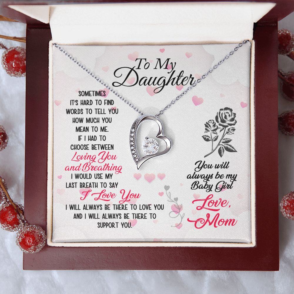 Daughter Always My Baby Girl Forever Love Heart Necklace-FashionFinds4U