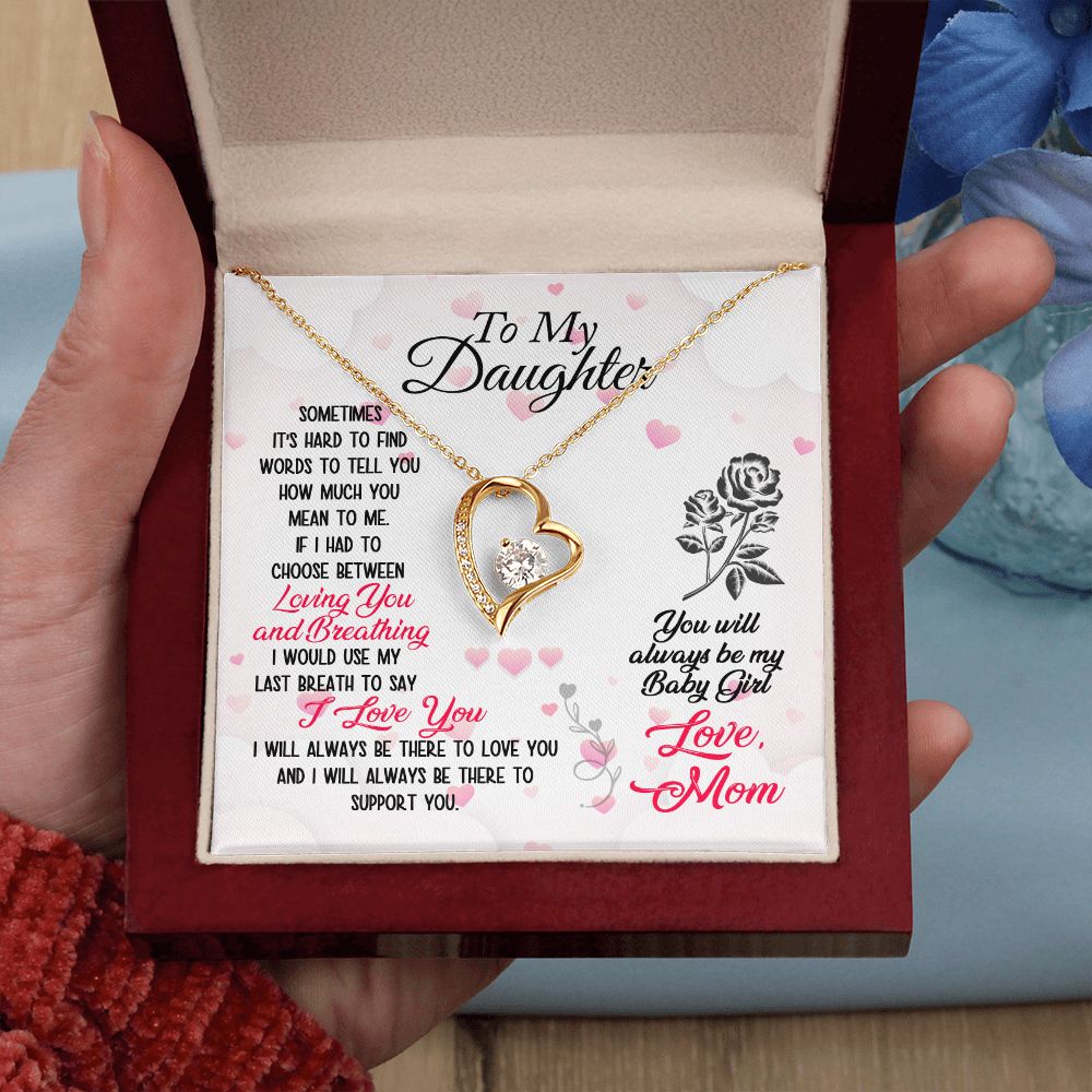 Daughter Always My Baby Girl Forever Love Heart Necklace-FashionFinds4U