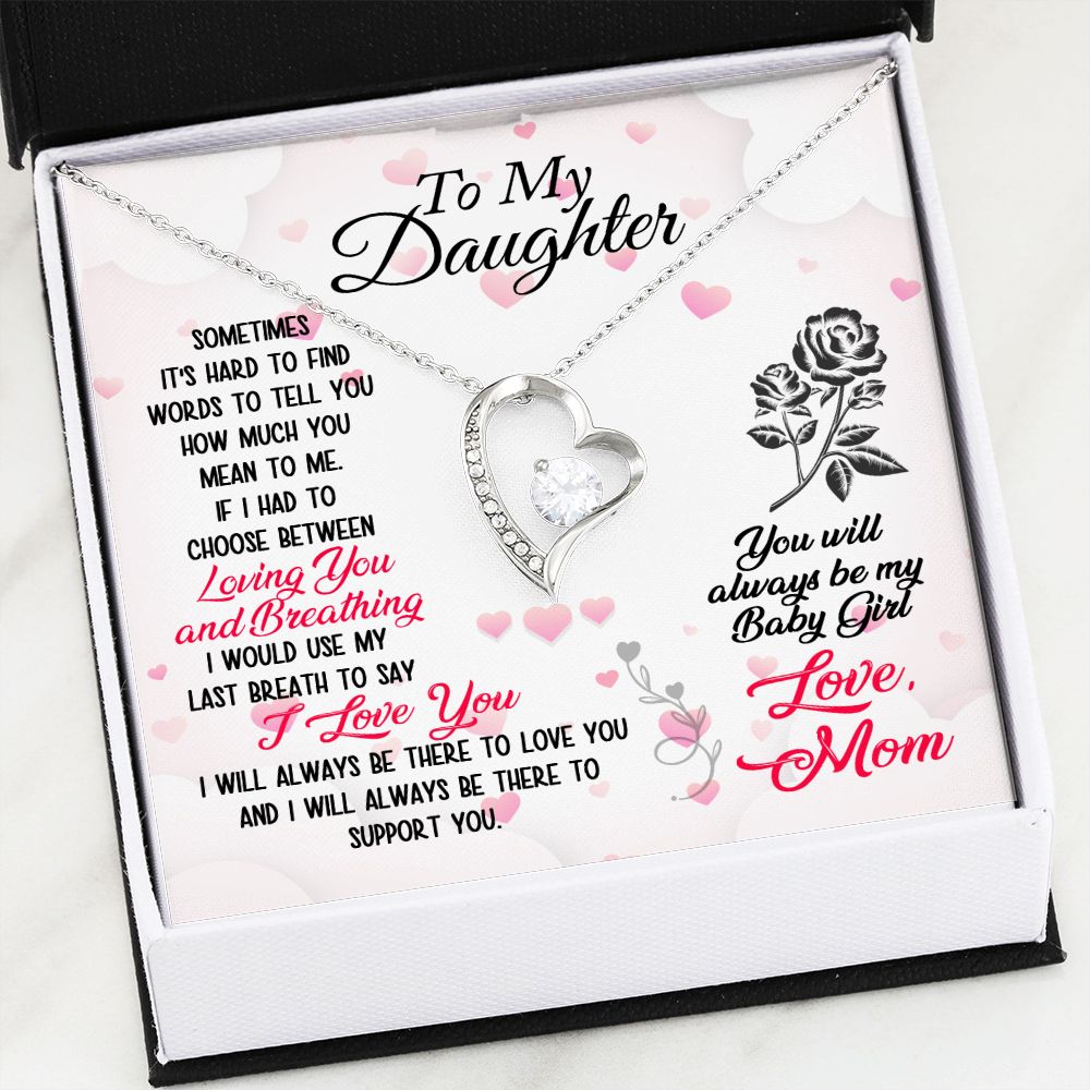 Daughter Always My Baby Girl Forever Love Heart Necklace-FashionFinds4U