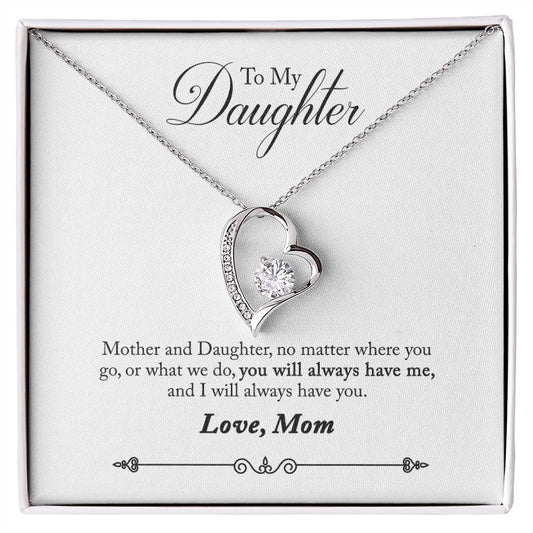 Daughter Always Here For You Forever Love Heart Necklace-FashionFinds4U