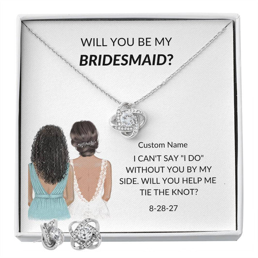 Personalized Bridesmaid Necklace Earring Set Proposal Set Bridal Jewelry-FashionFinds4U