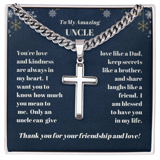 Personalized Cross Necklace for Uncle - Christmas-[product type]