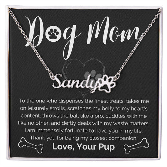 Personalized Dog Mom Paw Print Name Necklace-FashionFinds4U