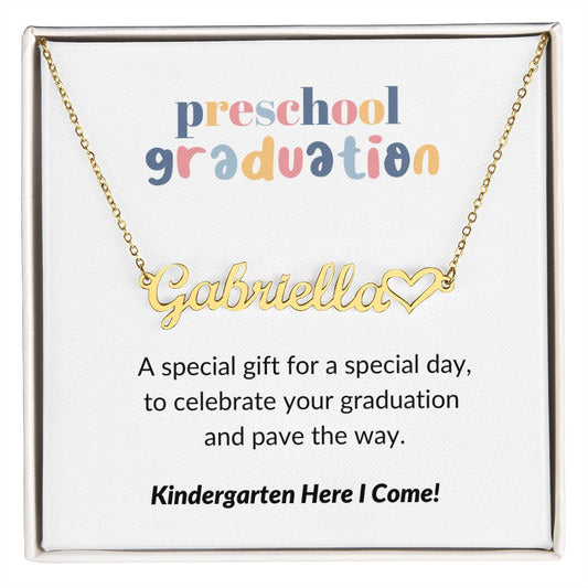 Personalized Preschool Graduation Name Necklace With Heart-FashionFinds4U