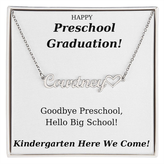 Preschool Graduation Personalized Name Necklace With Heart-FashionFinds4U