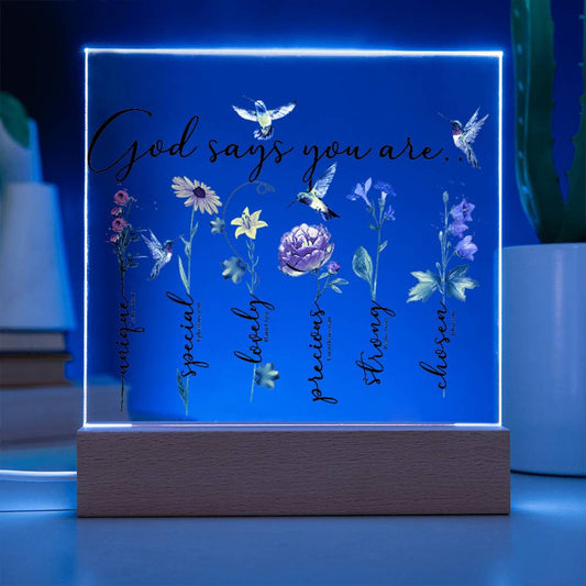 God Says You Are, Affirmations Plaques, Christmas, Child of God, Bible Verses, Confirmation Gift, First Communion, Nightlight, Baptism Gift, Heart, Dome, Ornament-[product type]