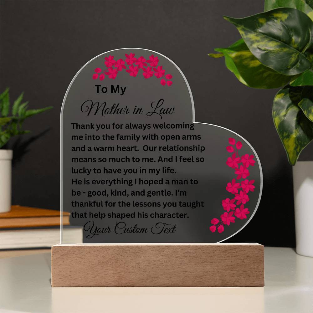 Mother in Law Acrylic Heart Plaque-[product type]