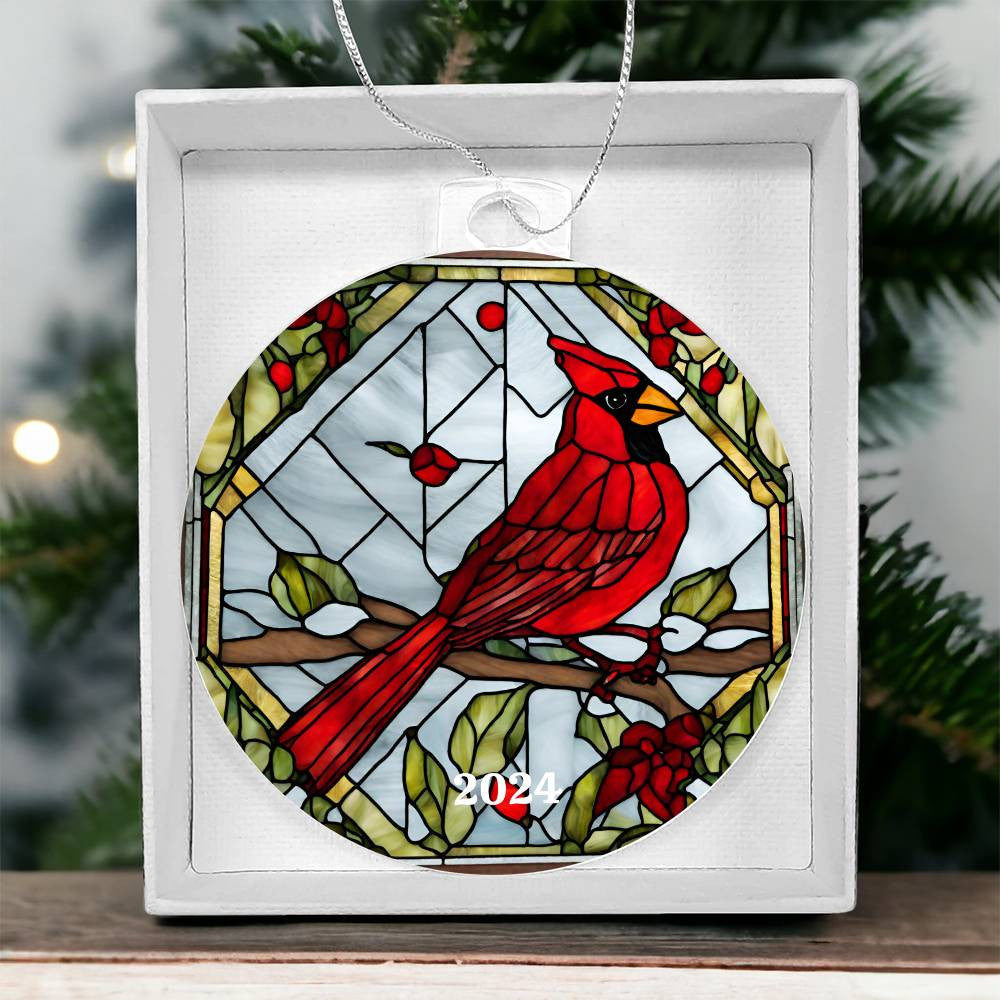 Cardinal Acrylic Christmas Tree Ornament-[product type]